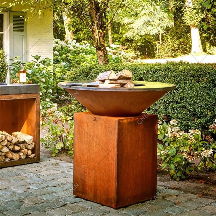 Customized Natural Rust Metal Corten Steel Large Barbecue Grill