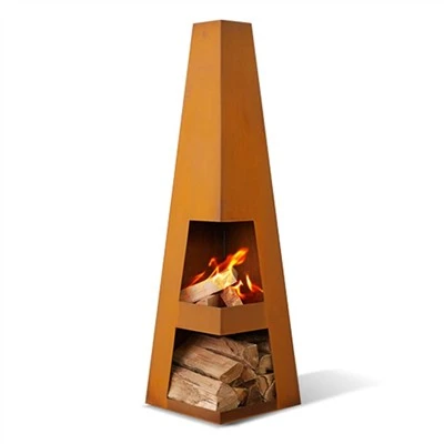 Стоманена камина Corten в задния двор