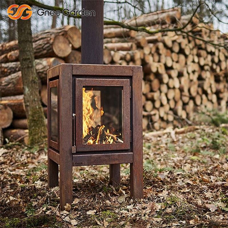 Corten Steel Outdoor Modern самостоятелна камина за горелка