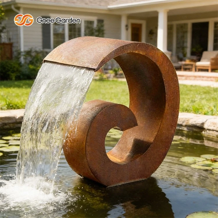 Outdoor Curved Corten Steel Water Bowl Outdoor Curved Corten Steel Water Bowl